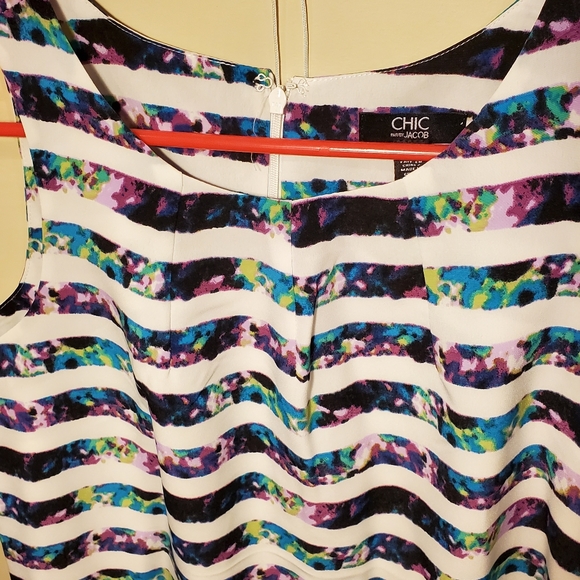 Jacob Watercolour Shift Dress with White Stripes - Picture 4 of 6